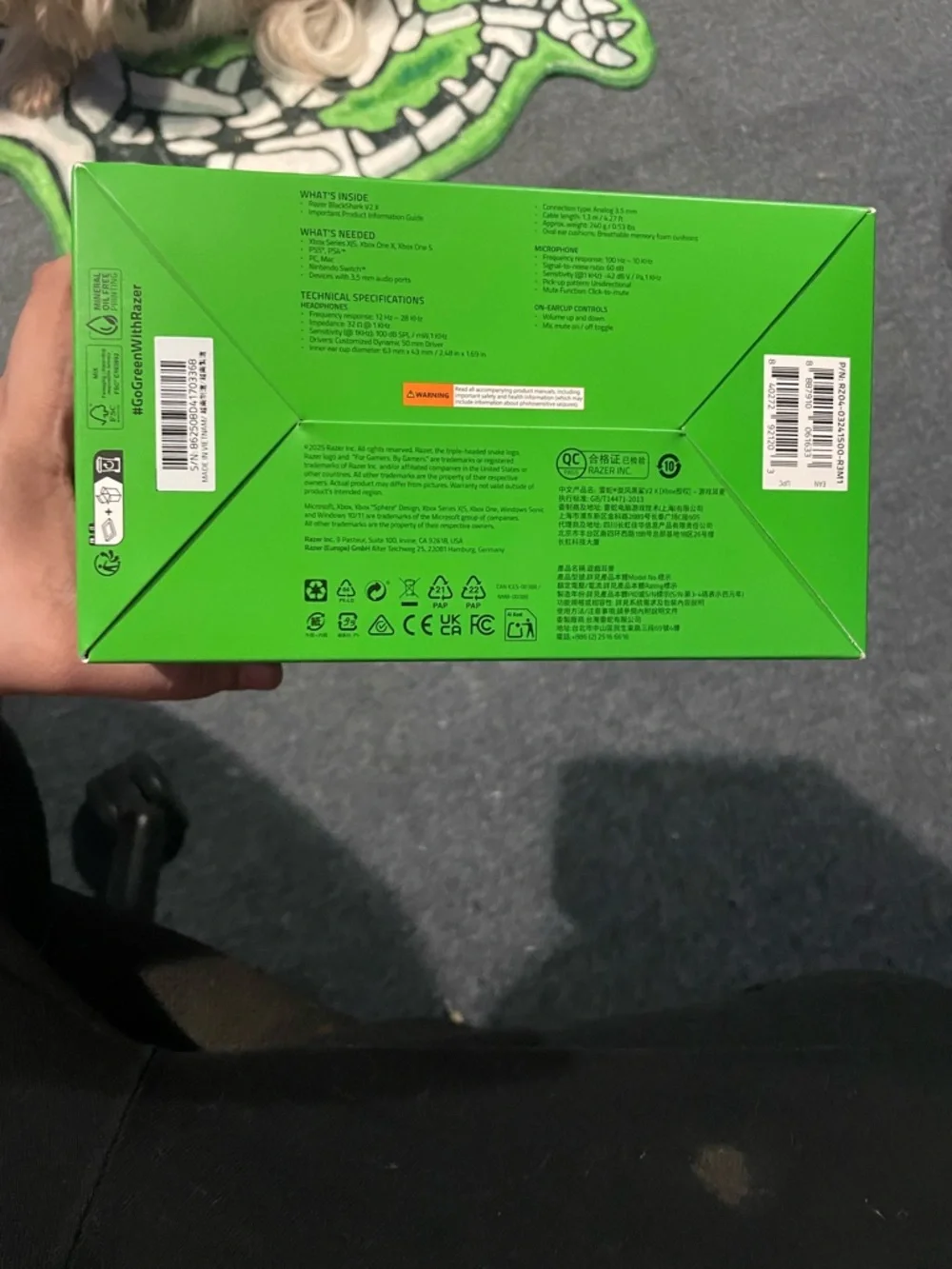 Razer Black Gaming Headset Box in Black with Green Accent